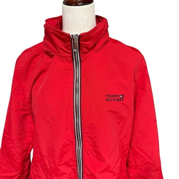 Tommy Hilfiger Windbreaker Hooded Nylon Red Zip Up. Women’s Size XXL - Picture 7 of 13